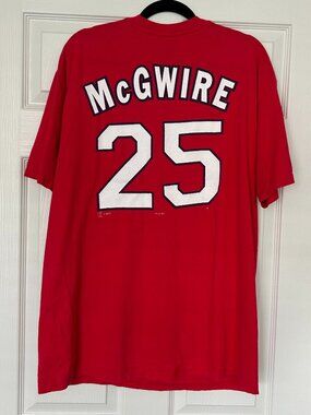 Vintage 1998 Mark McGwire #25 Cardinals T-Shirt Men’s XL Hanes USA Red MLB